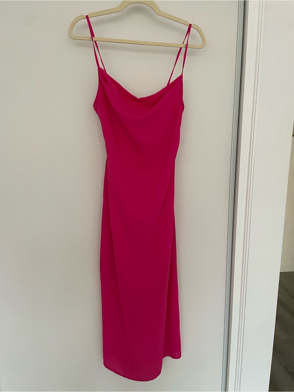 Lost + Wander Fuchsia Cowl Slip Midi Dress